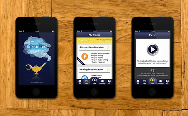 Unleashme work shown on three mobile view mockups